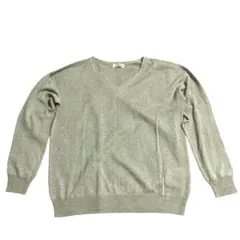 サマンサモスモス　グリーン系　Vネック ニットセーター 長袖　M 春先に
