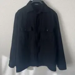 ZIPシャツ ウール混 黒 ブラック