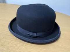 【古着】美品 / ボーラーハット / ML（59cm）/ ブラック / ウール / フェルト / BOWLER HAT / 黒 / 帽子 / ハット 帽子 ボーラーハット - ナチュラル ホワイト シルク