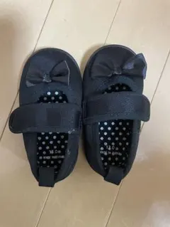 リボン付きブラックベビーシューズ 13.0cm フォーマル