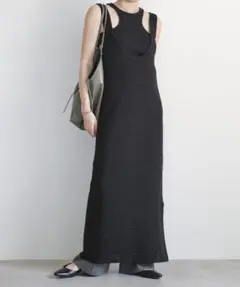 【新品/'25】select MOCA 透かし編み2WAYキャミワンピース 黒