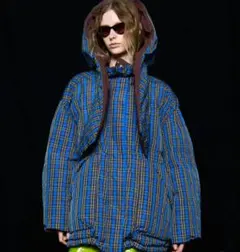 メゾンスペシャル Plaid Hoodie Scarf Middle Down