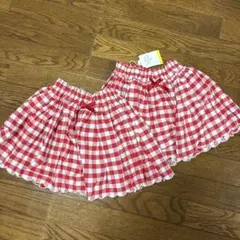 最終値下げ　お揃い　双子　ギンガムチェック柄　赤色のサムネイル