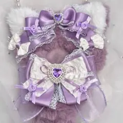 10cm ちびぐるみ ぬい服 着ぐるみ ラベンダー 猫耳 しっぽ付き #12