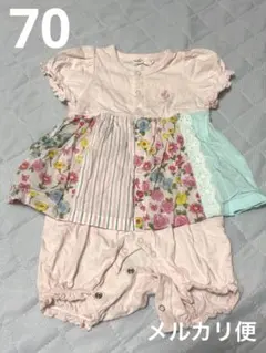 KP 花柄パッチワーク ロンパース 70cm