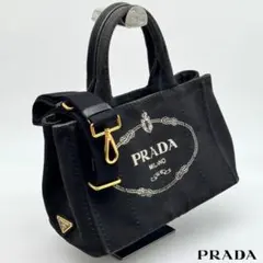 【美品】カード付 プラダ カナパ 三角プレート 2way ショルダーハンドバッグ