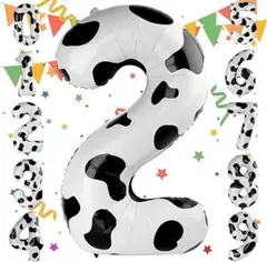 バルーン　40インチ　ブラック　乳牛色　 ナンバーバルーン　誕生日　風船　2