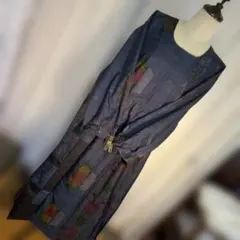 大島紬リメイクワンピース着物ゆったり楽々ワンピースL～LL