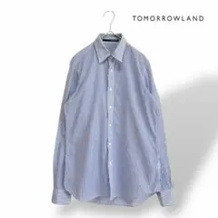 【トゥモローランド】細ストライプシャツ 日本製 メンズM コットン100%