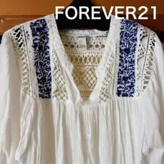 Forever21ワンピースチュニック。ホワイト新品。フォークロアヴィンテージ風