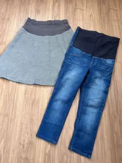 マタニティデニム スカート 小柄
