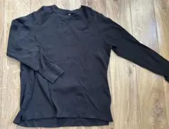 UNIQLO ブラック XL ワッフル長袖Tシャツ