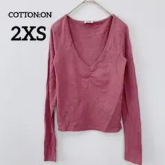 COTTON:ON 【2XS】 Vネック 長袖 ピンク　ショート丈