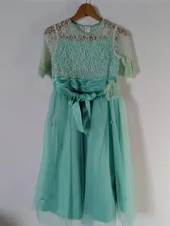 150ドレス　ミントグリーン レースドレス フラワーモチーフ　発表会　結婚式