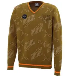 新品 PUMA ゴルフ ジャガード Vネック ニット ゴルフウェア【半額以下】