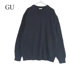 GU ジーユー 長袖ニット (L) セーター ブラック クルーネックのサムネイル