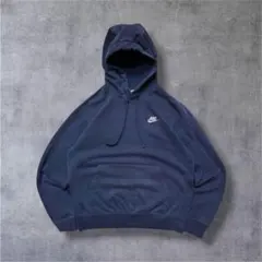 古着ナイキNIKEワンポイント刺繍ロゴネイビーフェードスウェットパーカー