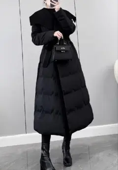 新品♡ビッグカラーダウンロングコートブラック