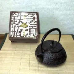 ②【未使用箱付】南部鉄器 南部文秀堂 鉄急須 文高型 桜　小豆 茶こし付