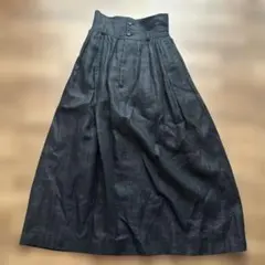 【コムデギャルソン】リネン麻　タックスカート　フレア　墨黒　美品AD1988のサムネイル
