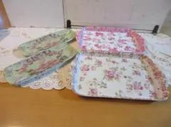 花柄トレイ２枚＆おしぼりトレイ2枚セット