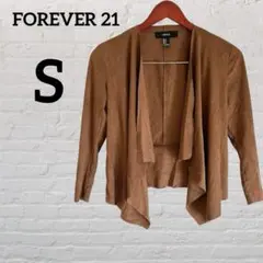FOREVER 21 【S】ブラウン ジャケット ノーカラー スエード 茶 秋冬