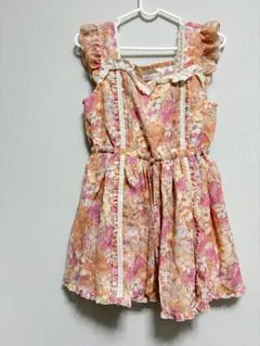 LIZLISA 花柄フリルノースリーブミニワンピース