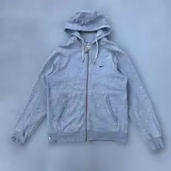 NIKE フルジップパーカー スウェット　ロゴ刺繍　グレー　古着