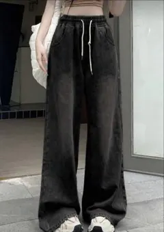 SHEIN DAZY 加工デニム　ワイドパンツ　Lサイズ