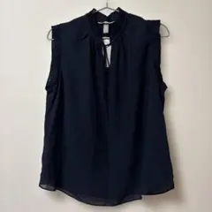 新品　H&M ノースリーブ　ブラウス　ドットネイビー　M〜Lサイズ