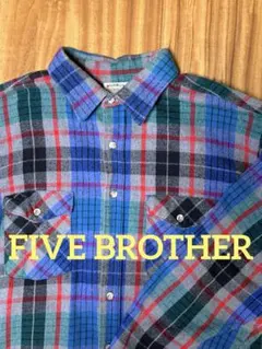 レア【FIVE BROTHER】USA製 チェック フランネルシャツ XL