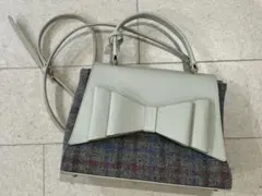 Samantha Thavasa Harris Tweed グレー リボンバッグ