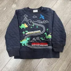 電車　恐竜　トレーナー　ネイビー　90サイズ