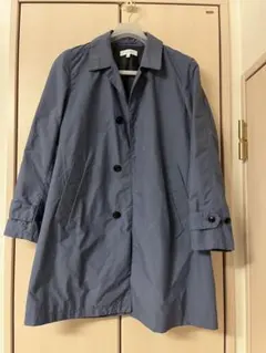 グレー ステンカラーコート ボタン付き