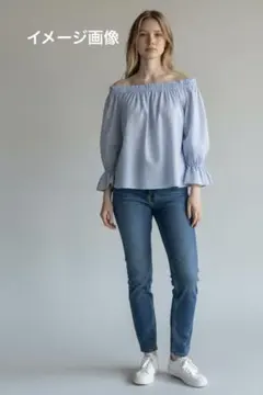 URBAN RESEARCH オフショルダーブラウス ストライプのサムネイル