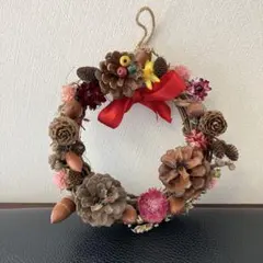 ナチュラルリース 16㎝　松ぼっくり ドライフラワー