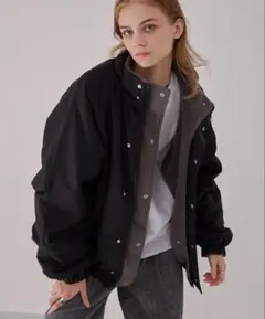 リバーシブル ナイロン×フリース オーバートラックブルゾン　Lサイズ