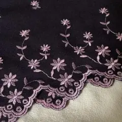 紺色薄紫色花柄刺繍 フレアスカート ひざ丈9号