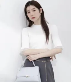 PROPORTION BODY DRESSING 部分シアー半袖ニットのサムネイル