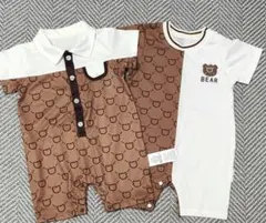 ベビー ロンパース 2枚セット 3-6M クマ柄