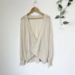 【美品】【ショコラフィネローブ】オープンカーディガン　長袖　トップス　アイボリー