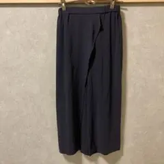 ダークネイビー ガウチョパンツ ゴムウエスト