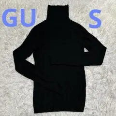 GU リブタートルネックセーター　ブラック　S