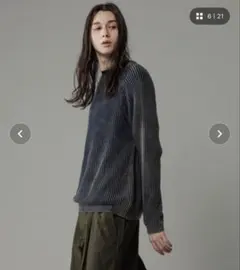 美品 リドム アートジャカードニット グレー 抽象柄 モックネック 21AW 
