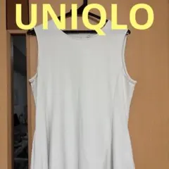 ホワイト ノースリーブ ロングワンピース XL ユニクロ