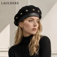 y*5様 LAULHERE レザー ベレー帽 ブラック 帽子 - メルカリ