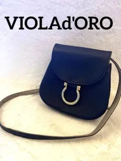 ヴィオラドーロ ショルダーバッグ ポシェット ゴールド金具 ブラック レザー 黒