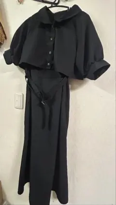 GRL ロングワンピース ケープ付き Lサイズ ブラック