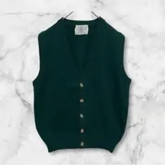 J.PRESS Vネック ベスト ニット モスグリーン 毛100 free