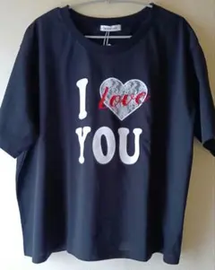 新品タグ付き☆　大きいサイズ　3L プリント 半袖　Tシャツ 黒